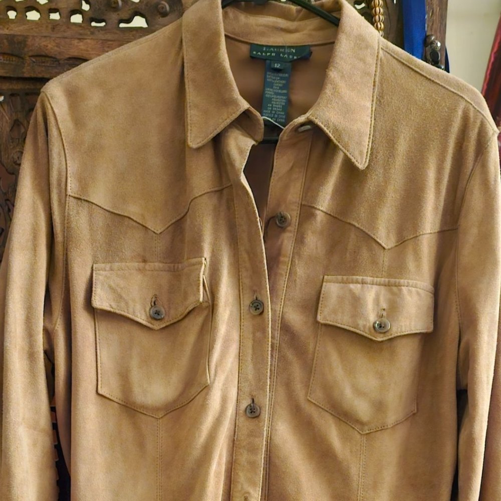NEW Polo Ralph Lauren genuin suede shirt dress/coat Size large